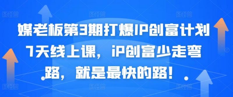 媒老板第3期打爆IP创富计划7天线上课,IP创富少走弯路,就是最快的路!-萝卜兔资源站