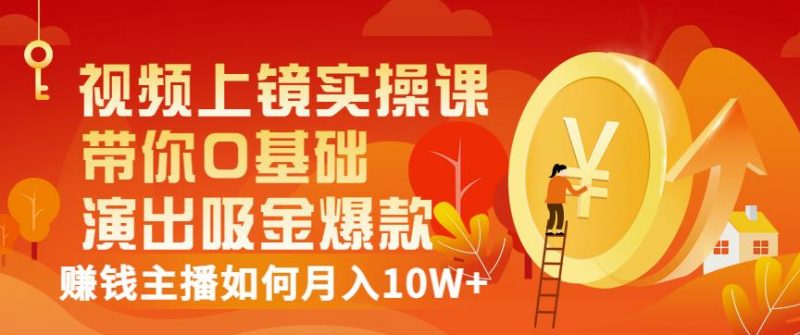视频上镜实操课:带你0基础演出吸金爆款,赚钱主播如何月入10W+-萝卜兔资源站