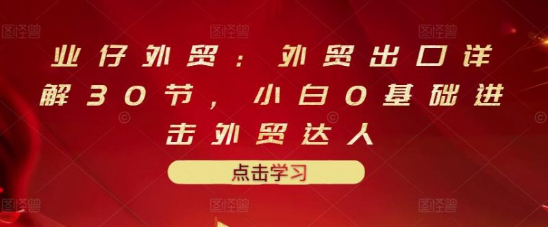 业仔外贸:外贸出口详解30节,小白0基础进击外贸达人 价值666元-萝卜兔资源站