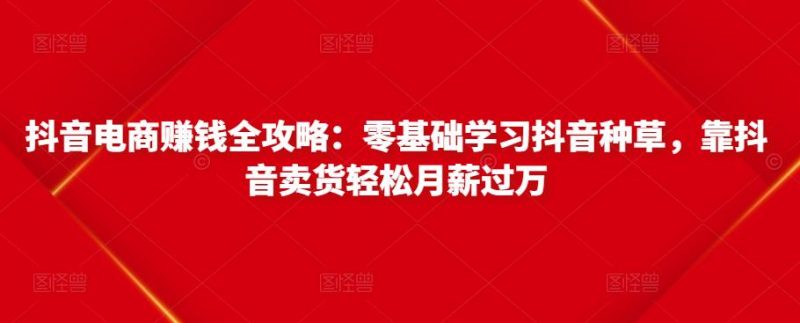 抖音电商赚钱全攻略：零基础学习抖音种草，靠抖音卖货轻松月薪过万-萝卜兔资源站