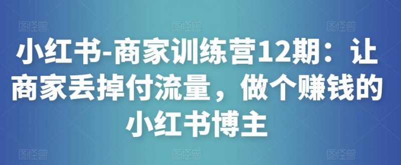 小红书-商家训练营12期：让商家丢掉付流量，做个赚钱的小红书博主-萝卜兔资源站