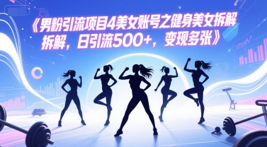 男粉引流项目4美女账号之健身美女拆解，日引流500+，变现多张-萝卜兔资源站