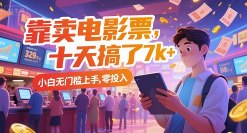 靠卖电影票，十天搞了7k+，小白无门槛上手，零投入【揭秘】-萝卜兔资源站
