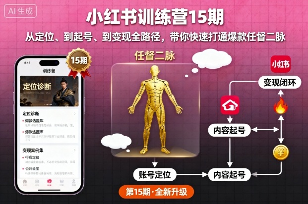 小红书训练营15期，从定位、到起号、到变现全路径，带你快速打通爆款任督二脉-萝卜兔资源站