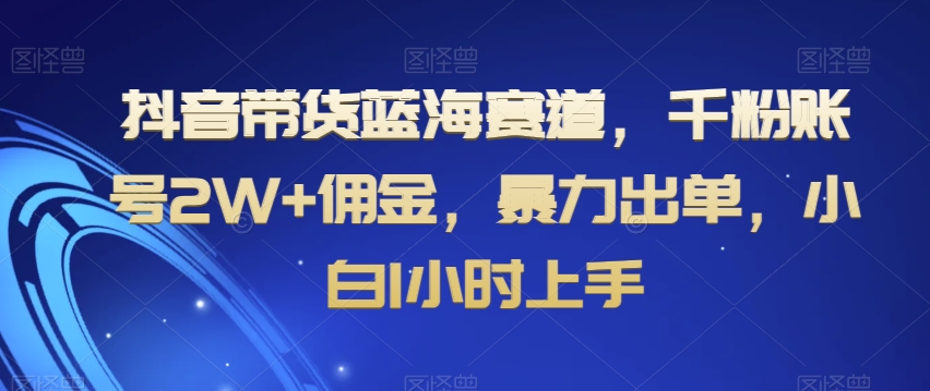 抖音带货蓝海赛道，千粉账号2W+佣金，暴力出单，小白1小时上手【揭秘】-萝卜兔资源站