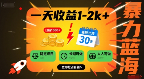 一天收益1-2k+ 稳定项目，暑期暴力蓝海项目，长期稳定，人人可做【揭秘】-萝卜兔资源站