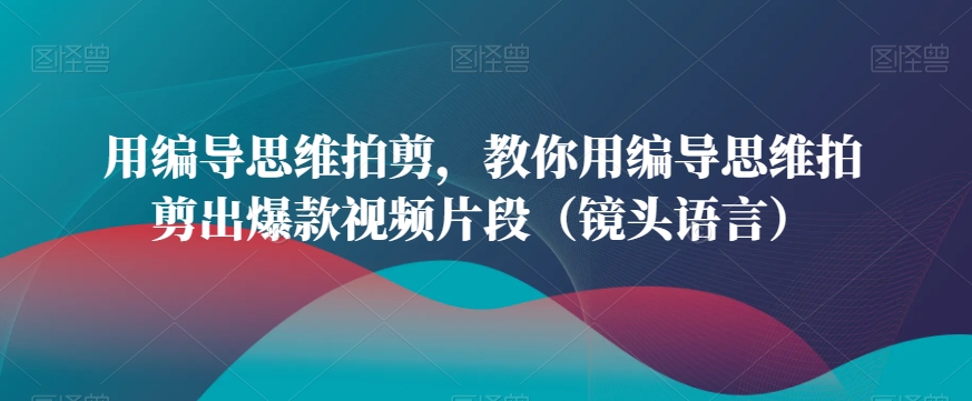 用编导思维拍剪，教你用编导思维拍剪出爆款视频片段（镜头语言）-萝卜兔资源站