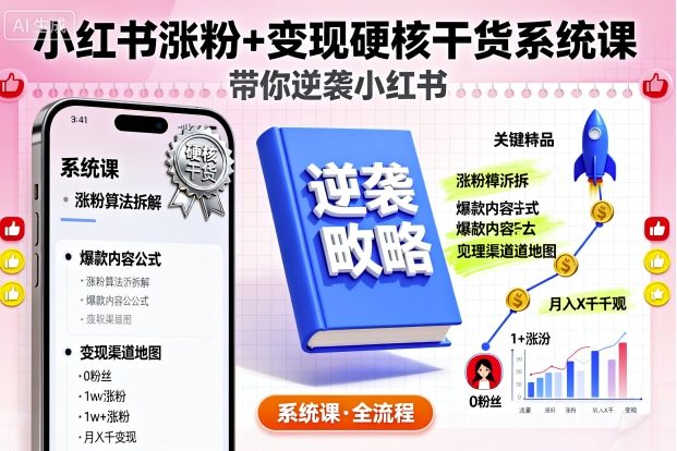 小红书涨粉+变现硬核干货系统课，带你逆袭小红书-萝卜兔资源站