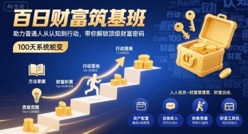 百日财富筑基班，助力普通人从认知到行动，带你解锁顶级财富密码-萝卜兔资源站