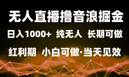无人直播撸音浪掘金，日入1k+，纯无人红利期，小白可做，当天见效【揭秘】-萝卜兔资源站
