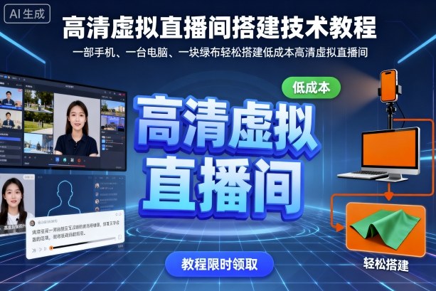 高清虚拟直播间搭建技术教程，一部手机、一台电脑、一块绿布轻松搭建低成本高清虚拟直播间-萝卜兔资源站
