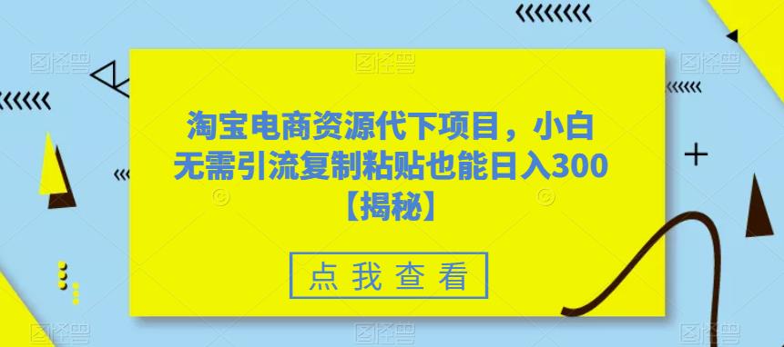 淘宝电商资源代下项目，小白无需引流复制粘贴也能日入300＋【揭秘】-萝卜兔资源站