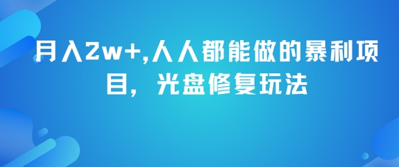 月入2w+，人人都能做的暴利项目，光盘修复玩法-萝卜兔资源站