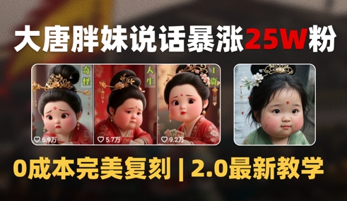 AI大唐胖贵妃说话2.0，40条视频暴涨40w粉，附独家变现攻略-萝卜兔资源站