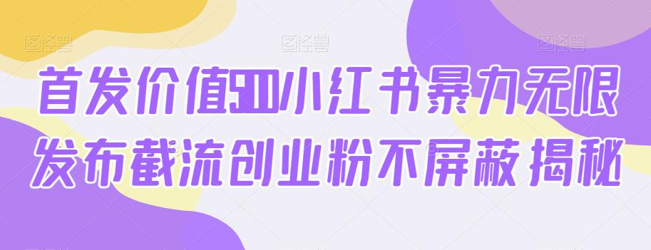 首发价值5100小红书暴力无限发布截流创业粉不屏蔽揭秘-萝卜兔资源站