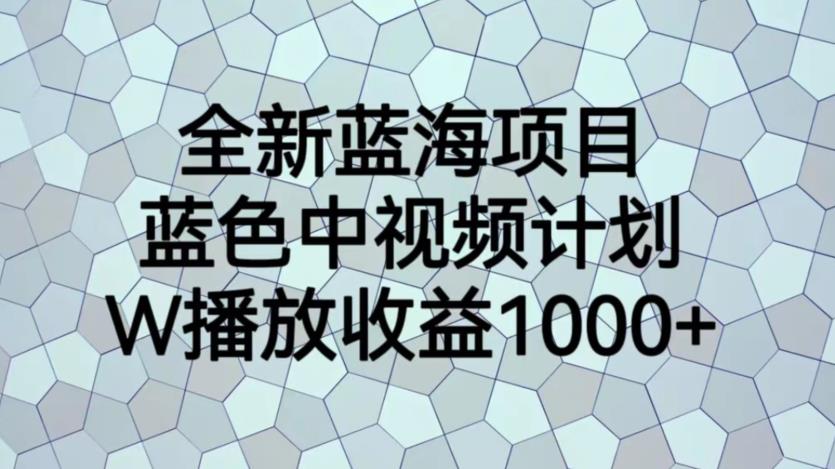 全新蓝海项目，蓝色中视频计划，1W播放量1000+【揭秘】-萝卜兔资源站