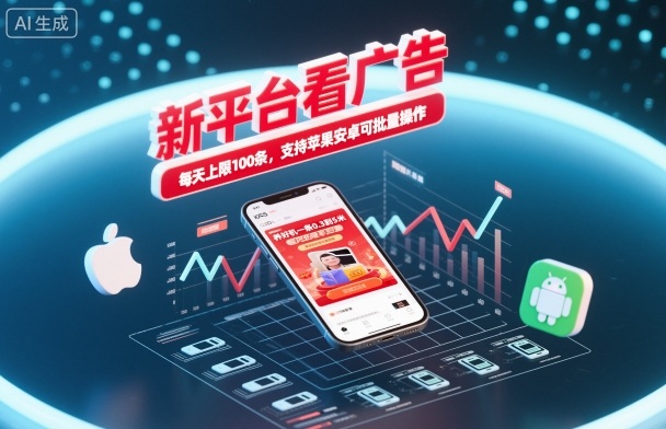 新平台看广告,养好机一条0.3到5米,每天上限100条,支持苹果安卓可批量操作-萝卜兔资源站