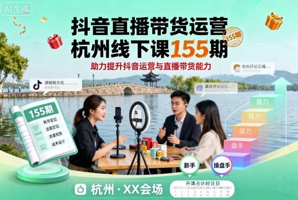 抖音直播带货运营杭州线下课155期，助力提升抖音运营与直播带货能力-萝卜兔资源站