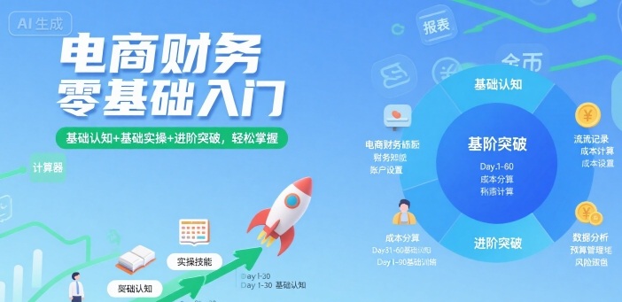 电商财务零基础入门，基础认知+基础实操+进阶突破，轻松掌握-萝卜兔资源站