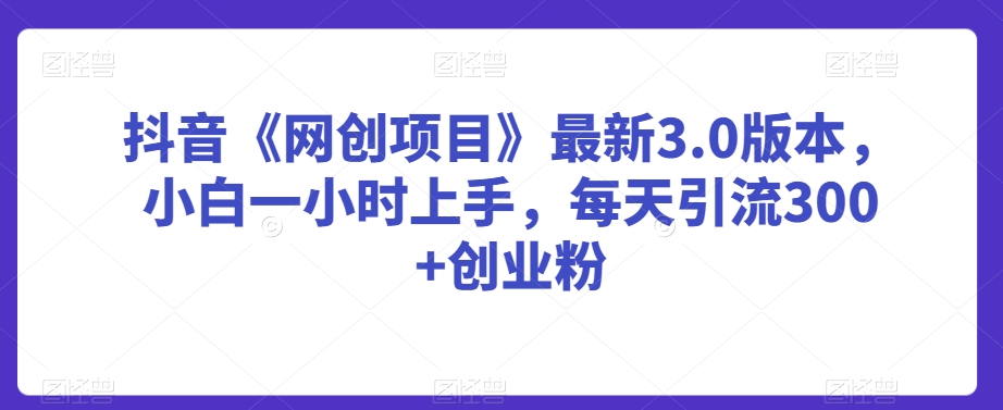 抖音《网创项目》最新3.0版本，小白一小时上手，每天引流300+创业粉【揭秘】-萝卜兔资源站