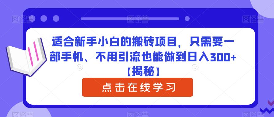 适合新手小白的搬砖项目，只需要一部手机、不用引流也能做到日入300+【揭秘】-萝卜兔资源站