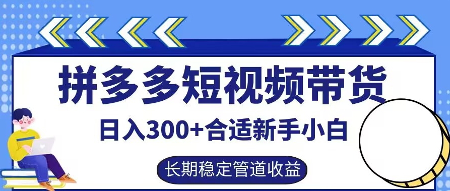 拼多多短视频带货日入300+有长期稳定被动收益，合适新手小白【揭秘】-萝卜兔资源站