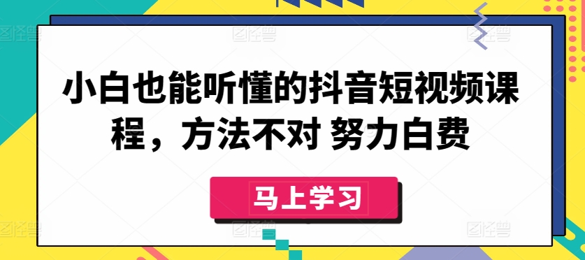 小白也能听懂的抖音短视频课程，方法不对 努力白费-萝卜兔资源站