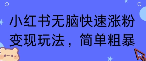 小红书无脑快速涨粉变现玩法，简单粗暴-萝卜兔资源站
