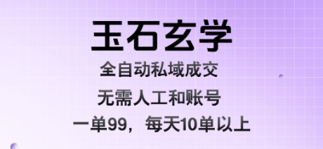 玉石玄学全自动私域成交，一单99每天十单以上，无需人工和矩阵账号，蓝海项目直接干【揭秘】-萝卜兔资源站