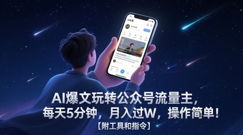 AI爆文玩转公众号流量主，每天5分钟，月入过W，操作简单！【附工具和指令】-萝卜兔资源站