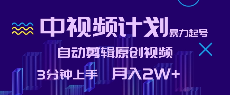 中视频计划暴力起号，自动剪辑原创视频，3分钟上手，月入2W+【揭秘】-萝卜兔资源站