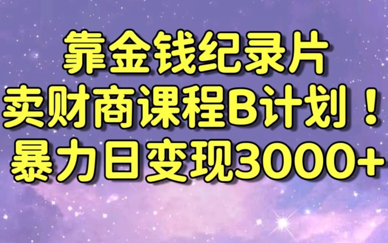 财经纪录片联合财商课程的变现策略，暴力日变现3000+，喂饭级别教学【揭秘】-萝卜兔资源站