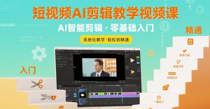 短视频AI剪辑教学视频课，入门到精通-萝卜兔资源站