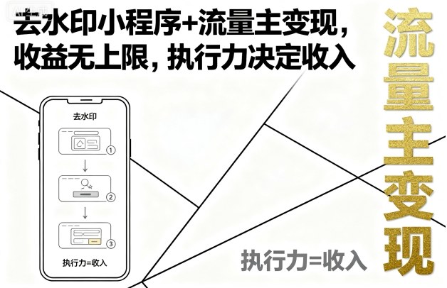 去水印小程序+流量主变现，收益无上限，执行力决定收入-萝卜兔资源站