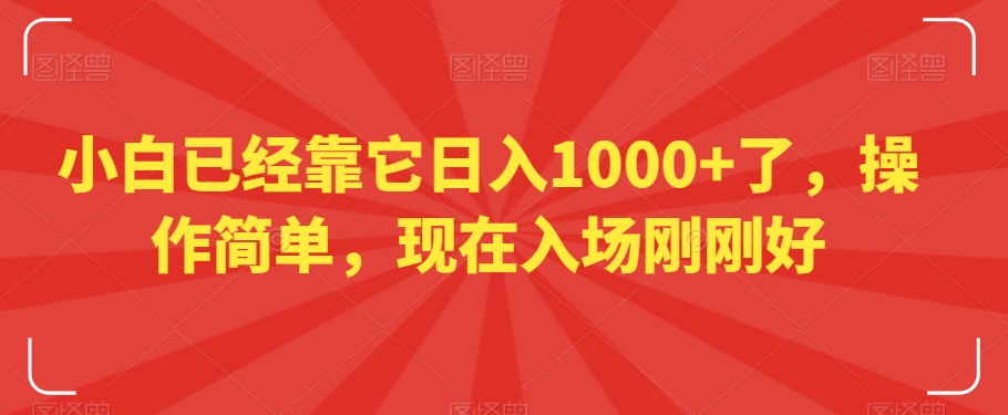 小白已经靠它日入1000+了，操作简单，现在入场刚刚好【揭秘】-萝卜兔资源站