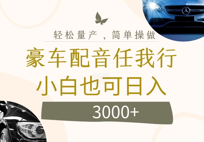 不为人知的暴力小项目，豪车配音，日入几张【揭秘】-萝卜兔资源站