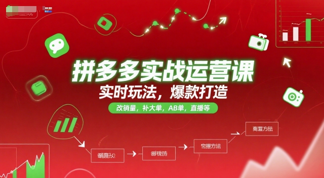 拼多多实战运营课，实时玩法，爆款打造，改销量，补大单，AB单，直播等（更新2025月）-萝卜兔资源站