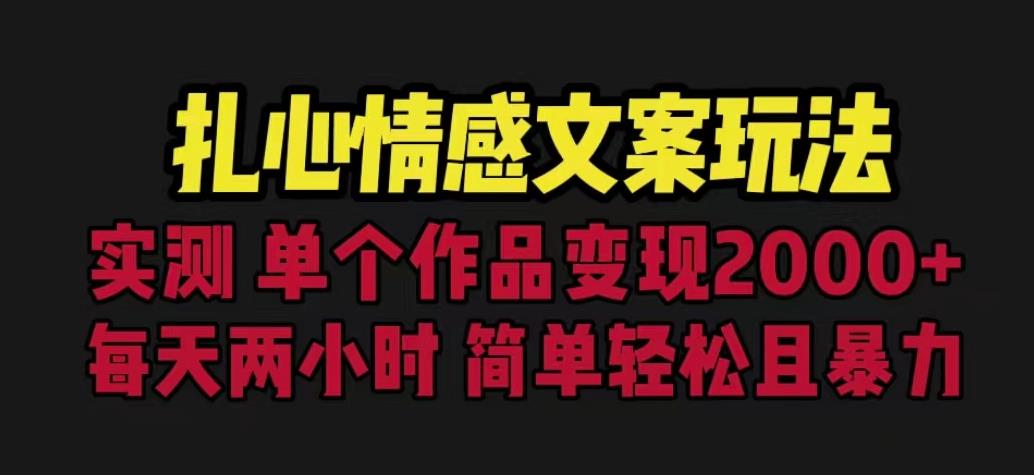 扎心情感文案玩法，单个作品变现5000+，一分钟一条原创作品，流量爆炸【揭秘】-萝卜兔资源站