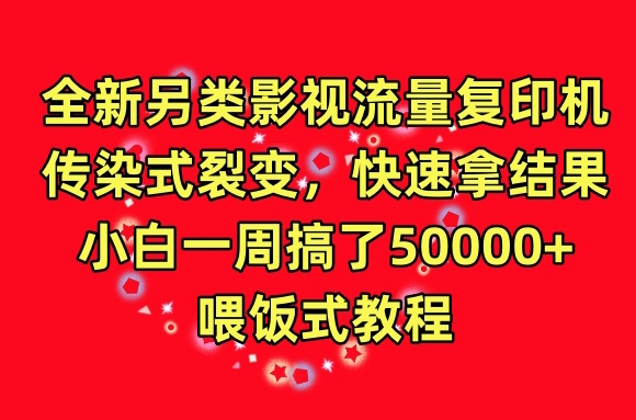 全新另类影视流量复印机，传染式裂变，快速拿结果，小白一周搞了50000+，喂饭式教程【揭秘】-萝卜兔资源站
