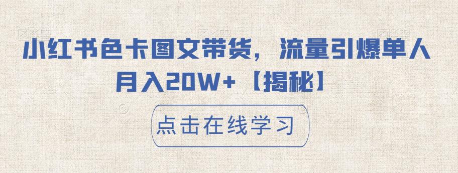 小红书色卡图文带货，流量引爆单人月入20W+【揭秘】-萝卜兔资源站