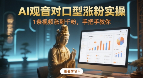 AI观音对口型涨粉实操，1条视频涨到千粉，手把手教你-萝卜兔资源站
