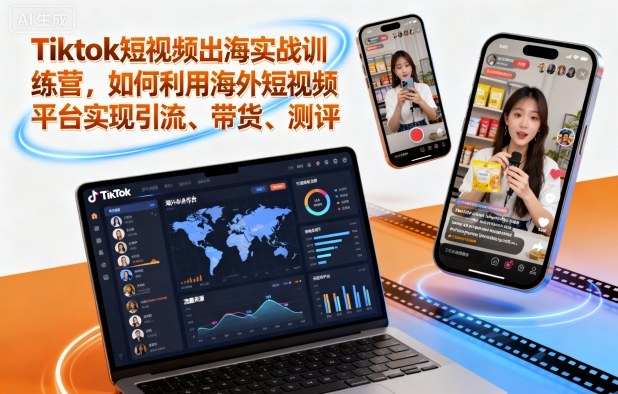 Tiktok短视频出海实战训练营，如何利用海外短视频平台实现引流、带货、测评-萝卜兔资源站