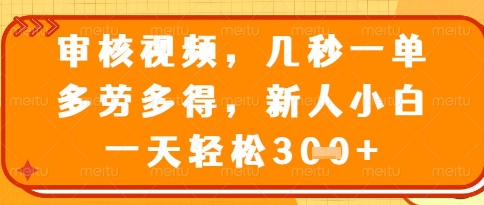 视频审核员，几秒一单，不限时间，不限地点，多做多得，新人小白一天轻松几张+【揭秘】-萝卜兔资源站