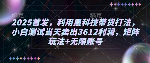 2025首发，利用黑科技带货打法，小白测试当天卖出3612利润，矩阵玩法+无限账号【揭秘】-萝卜兔资源站