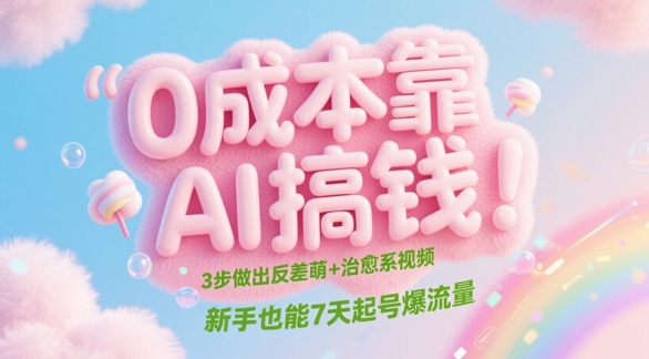 0成本靠AI搞钱！3步做出反差萌+治愈系视频，新手也能7天起号爆流量-萝卜兔资源站