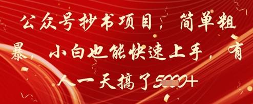 公众号抄书项目，简单粗暴，小白也能快速上手，有人一天搞了1k+-萝卜兔资源站