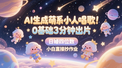AI生成萌系小人唱歌，0基础3分钟出片，28个作品涨粉8.9W，单条最高19W赞，日入四位数，小白直接抄作业-萝卜兔资源站