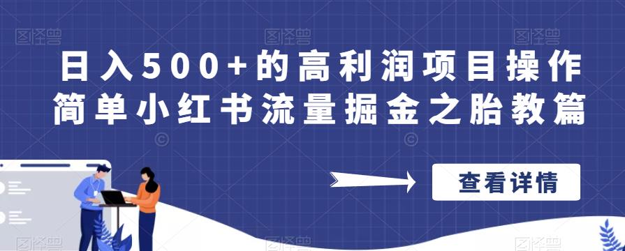 日入500+的高利润项目操作简单小红书流量掘金之胎教篇【揭秘】-萝卜兔资源站