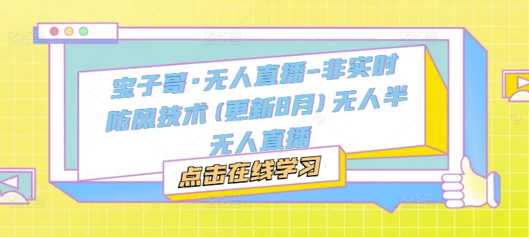 宝子哥·无人直播-非实时防风技术(更新25年6月)无人半无人直播-萝卜兔资源站