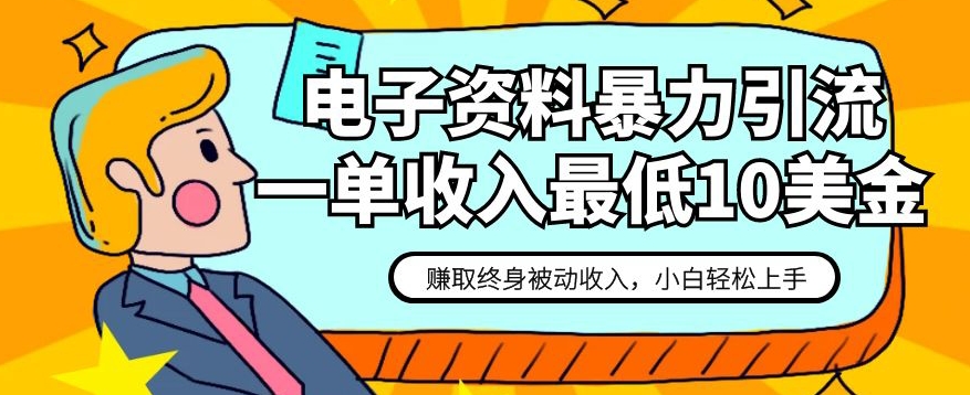 电子资料暴力引流，一单最低10美金，赚取终身被动收入，保姆级教程【揭秘】-萝卜兔资源站